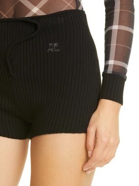 Courrèges Rib Knit Shorts in Black